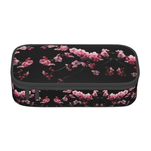 WenDang Multifunktionale Schreibwarentasche mit japanischen Kirschblumen, geeignet für Reisen, Bürobedarf, Make-up und Schreibtisch-Organisation, Schwarz , Einheitsgröße, Kosmetikkoffer von WenDang