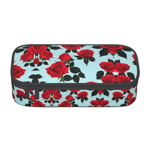 WenDang Red Rose Multifunktionale Schreibwarentasche, geeignet für Reisen, Bürobedarf, Make-up und Schreibtischorganisation, Schwarz , Einheitsgröße, Kosmetikkoffer von WenDang