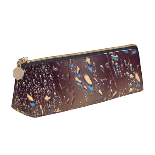 WenDang Regentropfen auf Glas, dreieckig, Leder-Schreibwaren-Aufbewahrungstasche und Urlaubsutensilien sind unverzichtbare Reiseartikel, weiß, Einheitsgröße, Kosmetiktasche von WenDang