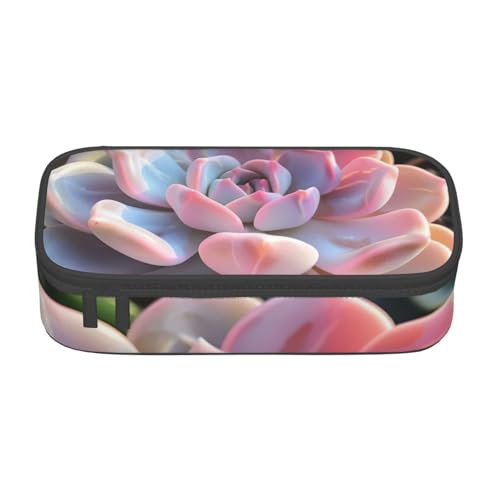 WenDang Schöne multifunktionale Schreibwarentasche mit Sukkulenten, geeignet für Reisen, Bürobedarf, Make-up und Schreibtisch-Organisation von WenDang