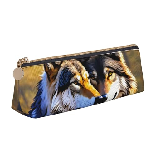 WenDang Wolfs Dreieckige Leder-Schreibwaren-Aufbewahrungstasche und Urlaubsutensilien sind unverzichtbare Reiseartikel, weiß, Einheitsgröße, Kosmetiktasche von WenDang