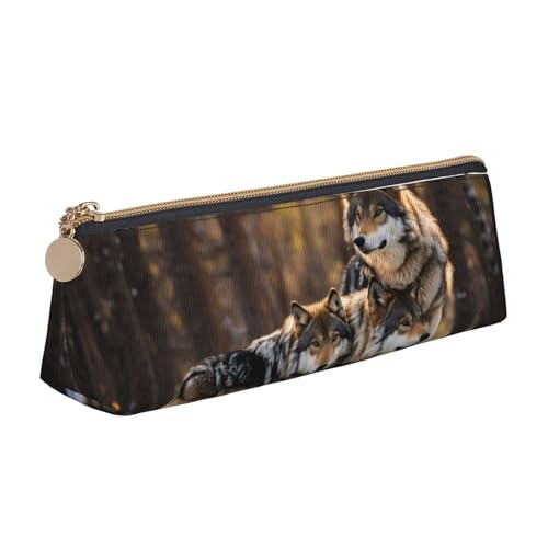 WenDang Wolfs Dreieckige Leder-Schreibwaren-Aufbewahrungstasche und Urlaubsutensilien sind unverzichtbare Reiseartikel, weiß, Einheitsgröße, Kosmetiktasche von WenDang