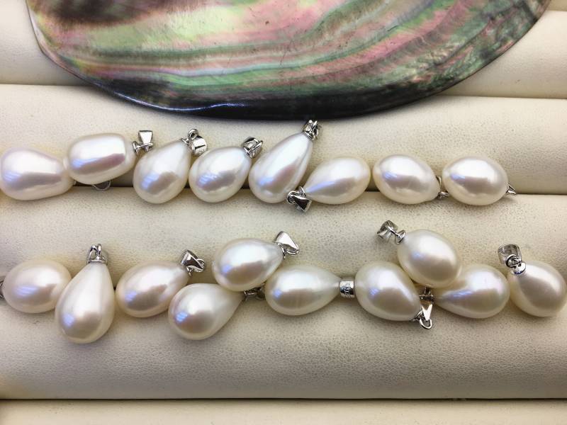 1 Stück Aaa 10mm Weiße Tropfenperle Anhänger, Ovale Reisperlenkette -Nc1-022 von WenPearls