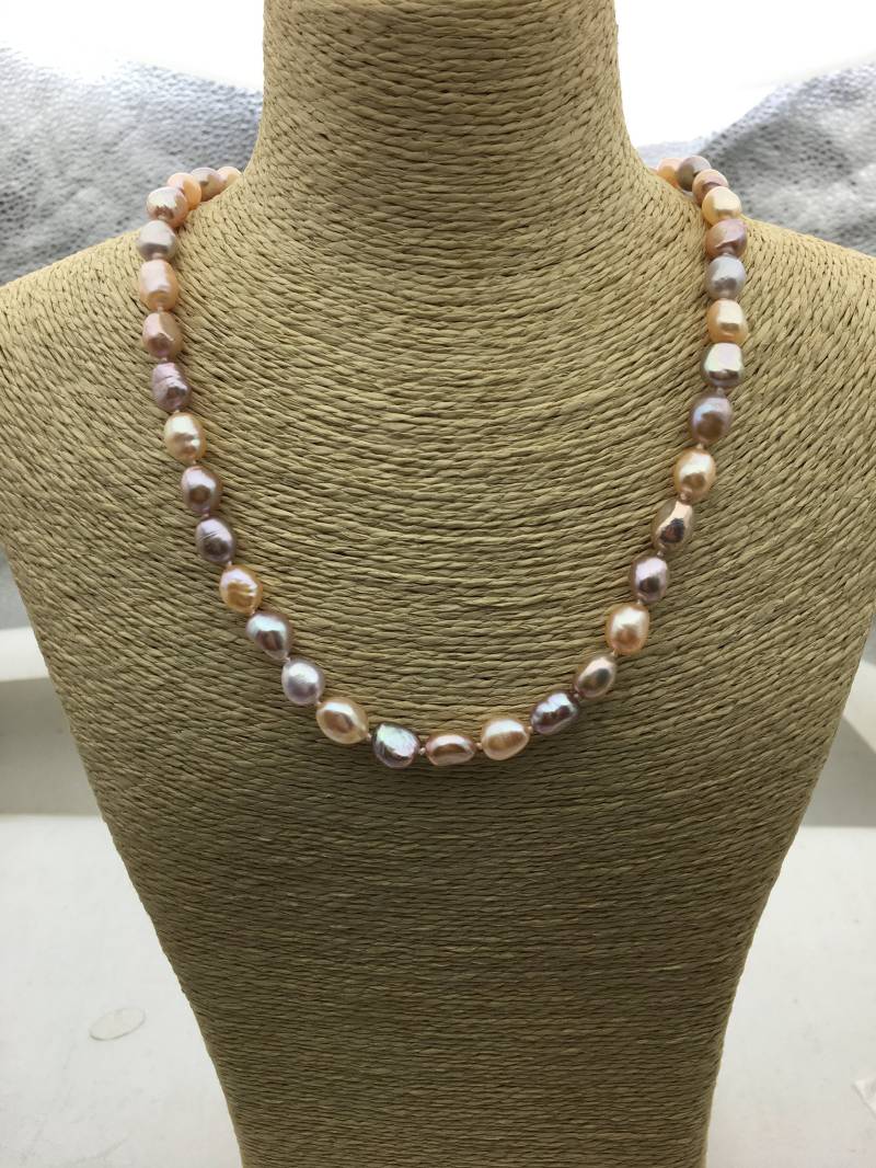 17, 5 "' Aa + 8 Mm Mix Color Nugget Perlenkette, Weiss Rosa Lila Süsswasserperlenkette, Npn1-100 von WenPearls