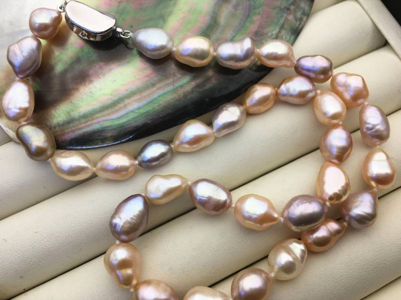 17, 5 "' Aaa 9 Mm Pink Purple Mix Color Nugget Perlenkette, Npn1-021 von WenPearls