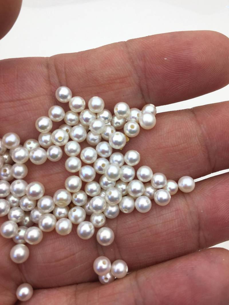 20 Stück Aaa/Aa+ 4-4, 5 Mm Weiße Saatperlen Rund/Nahezu Rund, Kleine Perlenlieferung, 0, 9 Halbloch, Diy Schmuck, Rp4-3A-11 von WenPearls