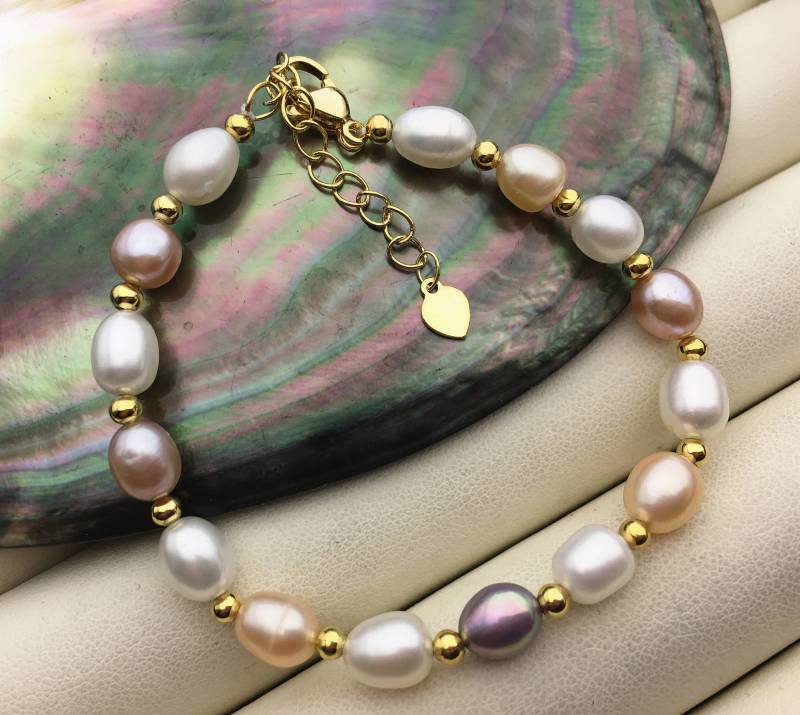 6 + 1, 5 "' Aa Misc Farbe Reis Süßwasserperle Roségold Kette Armband, B8-025 von WenPearls