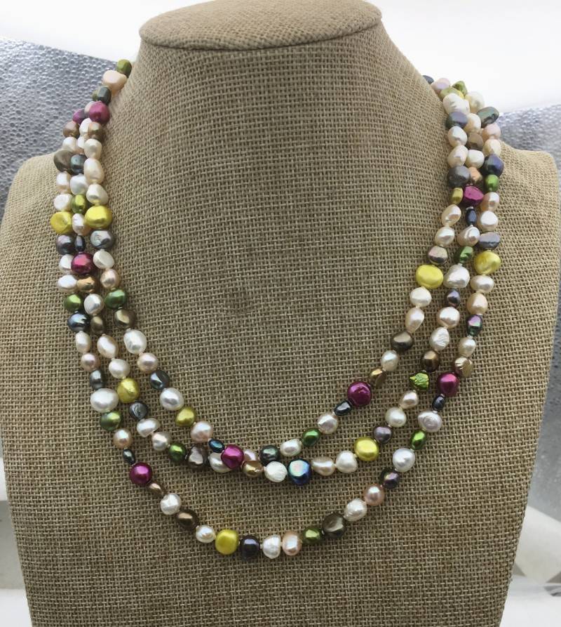 64 "' Aa + 4-8mm Gemischte Farbe Nugget Perlenkette, Npn1-117 von WenPearls