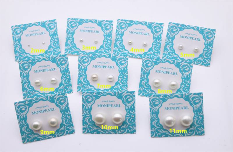 Set Aus Wählen Sie Größe-Set Von 2 Weiß/Elfenbein Perlen Ohrringen, Echte Ohrstecker, Paar Ohrringe, Sterling Silber Brautjungfer Se1-008 von WenPearls