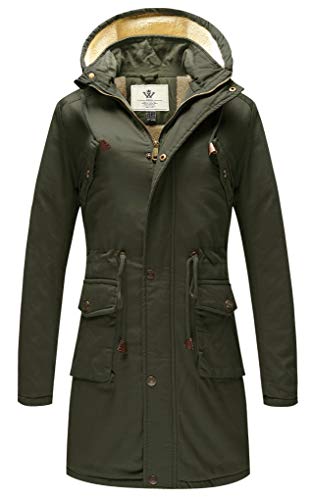 WenVen Damen Warm Winter Jacke Baumwolle Mantel Quilted Gesteppt Mantel Outdoor Sport Mantel Grün S von WenVen