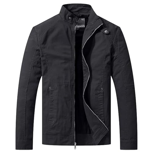 WenVen Herren Armee Jacken Übergangsjacke Bundeswehr Jacke Vintage Jacke Casual Jacke Jacke Business Oberbekleidung Baumwolljacke Frühlingsjacke Grau XL von WenVen