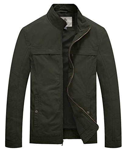 WenVen Herren Armee Jacken Übergangsjacke Bundeswehr Jacke Vintage Jacke Casual Jacke Jacke Business Oberbekleidung Baumwolljacke Herbst Grün XL von WenVen