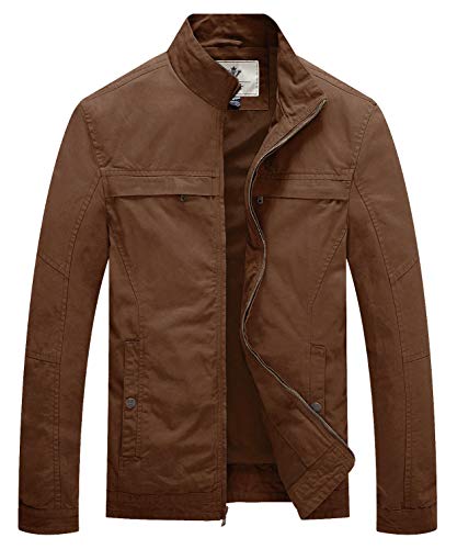 WenVen Herren Armee Jacken Übergangsjacke Bundeswehr Jacke Vintage Jacke Casual Jacke Jacke Business Oberbekleidung Baumwolljacke Herbst Kaffee L von WenVen