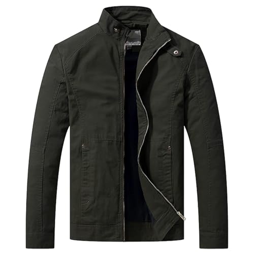 WenVen Herren Jacke Übergangsjacke Tactical Jacke Jacke Vintage Casual Jacke Jacke Business Oberbekleidung Jacke Baumwolle Herbstjacke Grün XXL von WenVen