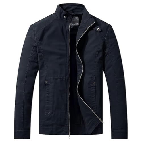 WenVen Herren Armee Jacken Übergangsjacke Bundeswehr Jacke Vintage Jacke Casual Jacke Jacke Business Oberbekleidung Baumwolljacke Frühlingsjacke Schwarz XL von WenVen