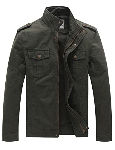 WenVen Herren Übergangsjacke Leichte Frühling Jacke Militär Jacken Übergang Kurz Sommerjacke Grün XL von WenVen