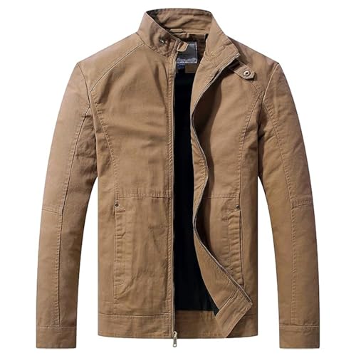 WenVen Herren Armee Jacken Übergangsjacke Bundeswehr Jacke Vintage Jacke Casual Jacke Jacke Business Oberbekleidung Baumwolljacke Frühlingsjacke Kahki S von WenVen