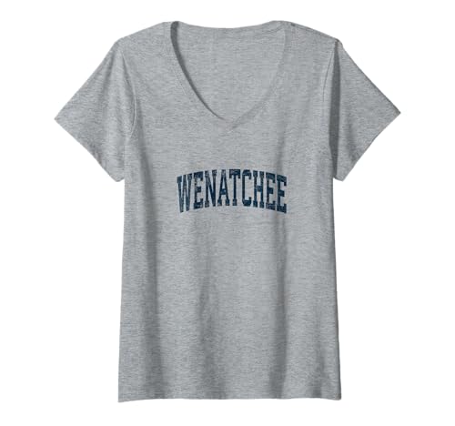 Damen Wenatchee Washington WA Athletic Sports im Vintage-Stil, marineblaues Design T-Shirt mit V-Ausschnitt Damen Wenatchee Washington WA Athletic Sports im Vintage-Stil, marineblaues Design T-Shirt mit V-Ausschnitt von Wenatchee WA Retro Shirts & Gifts