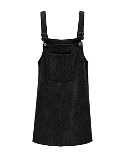 Damen Herbst Cord Kurze Tasche Gerade Weste Latzrock Minirock Trägerkleid Schwarz XL von Wenchuang