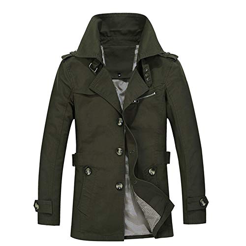 Herren Trenchcoat Einreiher Slim Fit Lässige Leichte Jacke Outdoor Mantel Oberbekleidung Grün M von Wenchuang