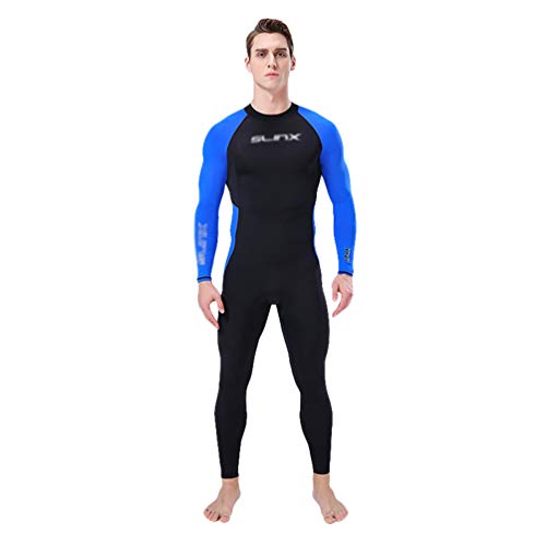 Wenchuang Nassanzüge Herren Schnelltrocknend Taucheranzug Langarm UV Schützend Schwimmanzug Surfsuit mit Reißverschluss Hinten (Blau, L) von Wenchuang