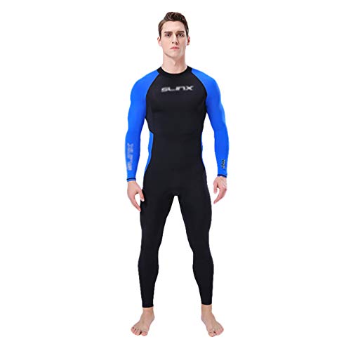 Wenchuang Nassanzüge Herren Schnelltrocknend Taucheranzug Langarm UV Schützend Schwimmanzug Surfsuit mit Reißverschluss Hinten (Blau, M) von Wenchuang