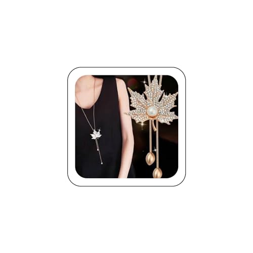 Strass Kristall Blatt Halskette Elegant Kubischer Zirkonia Ahorn Perlen Anhänger Y Halskette Vintage Gold Y Lariat Halskette Lange Pullover Kette Statement Halskette Modeschmuck Für Damen Mädchen von Wendalern