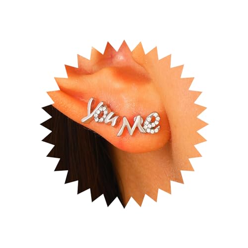 Wendalern Asymmetrische Ohrstecker Kleine Du Mich Wort Ohrringe Voll Diamant Cz Anfängliche Ohrringe Unpassend Monogramm Ohrringe Niedlichen Buchstaben Aussage Ohrringe Schmuck Für Frauen Und Mädchen von Wendalern