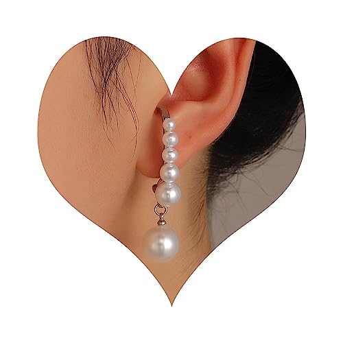 Wendalern Barocke Perlenohrringe Vintage Perlenohrringe Große Perlentropfen Ohrringe Simulierte Perle Halbe Runde Ohrringe Silberne Perle Statement Ohrringe Brautschmuck Für Frauen Mädchen von Wendalern