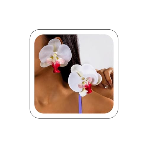 Wendalern Böhmische Blume Ohrstecker Große Schmetterling Orchidee Blume Ohrringe Große Blume Aussage Ohrringe Künstliche Blume Blütenblatt Ohrringe Übertrieben Hawaii Blume Ohrringe Schmuck Für Frauen von Wendalern