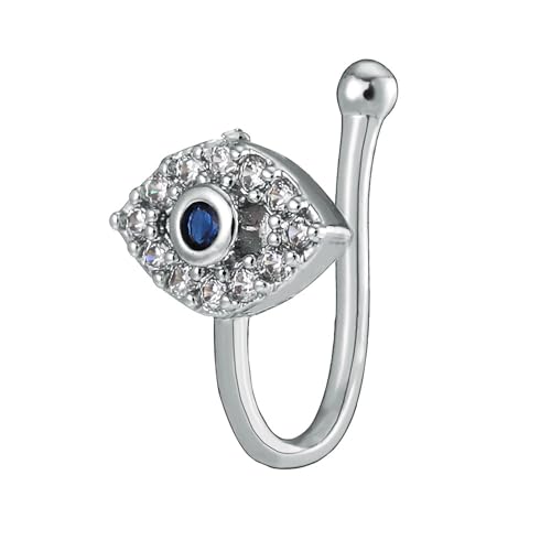Wendalern Böses Auge Gefälschte Nase Ring Silber Cz Diamant Septum Nasenring Niedlich Faux Nase Manschette Chirurgischen Stahl Nase Ring Stud Teufel Auge Halloween Nase Ring Körper Schmuck Für Frauen von Wendalern