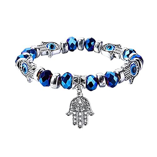 Wendalern Böses Auge Hamsa Armband Kristall Perlen Fatima Hand Armband Stretch Sideway Blaues Auge Hamsa Hand Armband Türkisch Glück Böses Auge Armband Schmuck Für Frauen Und Männer von Wendalern