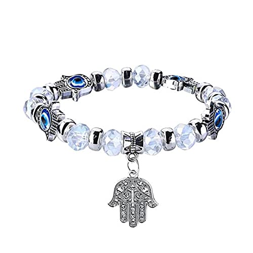 Wendalern Böses Auge Hamsa Armband - Kristall Perlen Fatima Hand Stretch Sideway Blaues Auge Schmuck - Türkisch Glück Für Frauen Und Männer von Wendalern