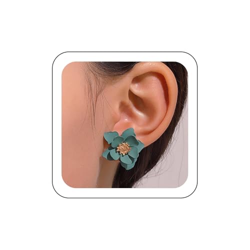 Wendalern Boho Blume Ohrstecker Ohrringe Gefrostet Grün Blume Ohrringe Klein Multi-petal Gold Blume Knospen Ohrringe Vintage Blume Geformt Gänseblümchen Ohrringe Schmuck Für Frauen von Wendalern
