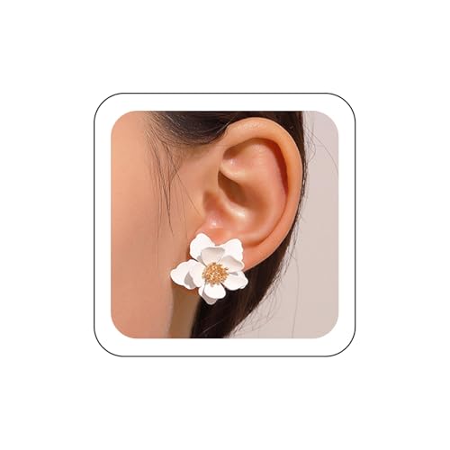 Wendalern Boho Blume Ohrstecker Ohrringe Gefrostet Weiße Blume Ohrringe Kleine Multi-Petal Gold Blume Knospen Ohrringe Vintage Blume Geformt Gänseblümchen Ohrringe Schmuck Für Frauen von Wendalern