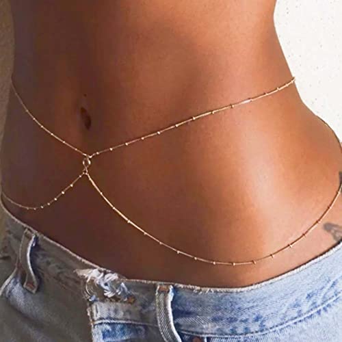 Wendalern Boho Body Chain Layered Copper Bead Strass Waist Chain Beach Body Accessories Adjustable Jewelry for Women and Girls von Wendalern