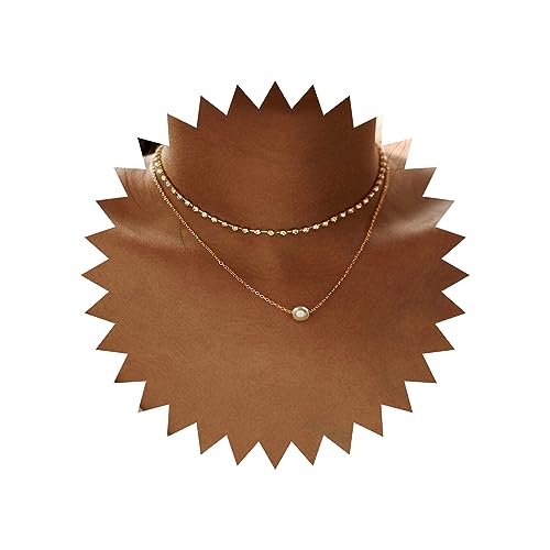 Wendalern Boho Geschichtet Strass Kette Vintage Perle Choker Ketten Gold Kristall Perle Anhänger Kette Süßwasser Zuchtperle Kette Schmuck für Damen und Mädchen von Wendalern