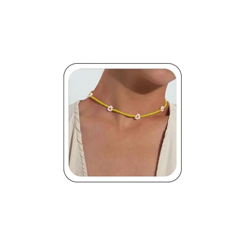 Wendalern Boho Handgemachte Blume Halskette Perlen Choker Halsketten Für Frauen Niedlich Halskette Für Teenager-Mädchen Strand Halskette Set 3 Stück von Wendalern