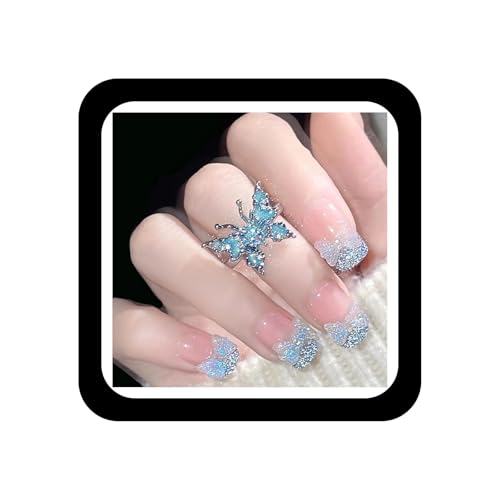 Wendalern Boho Kristall Blau Schmetterling Ring Diamant Zirkonia Schmetterling Knöchel Ring Einstellbar Offen Insekt Aussage Ring Fee Schmetterling Flügel Finger Ring Partei Prom Schmuck Für Frauen von Wendalern