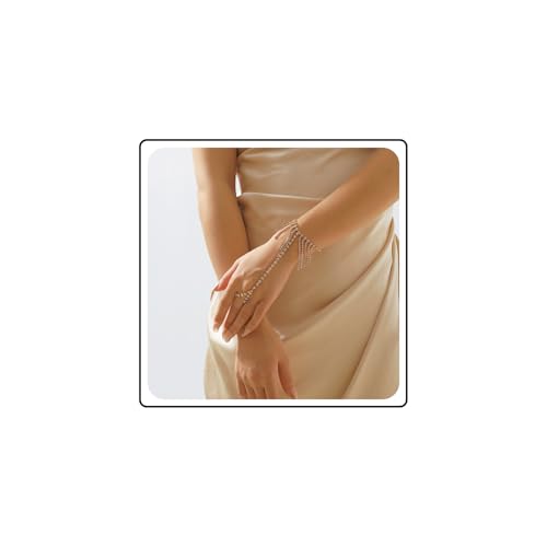 Wendalern Boho Kristall Kette Ring Hand Armband Cz Quaste Finger Ring Armband Tennis Ring Armband Hand Kette Funkelnden Strass Link Armband Sklave Kette Handgeschirr Schmuck Für Frauen von Wendalern