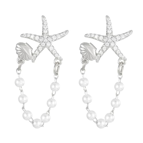 Wendalern Boho Lange Quaste Perle Tropfen Ohrringe Seestern Muschel Ohrstecker Ohrringe Nachahmung Perle Reif Ohrringe Strand Pflastern Cz Seestern Muschel Aussage Ohrringe Ozean Schmuck Für Frauen von Wendalern