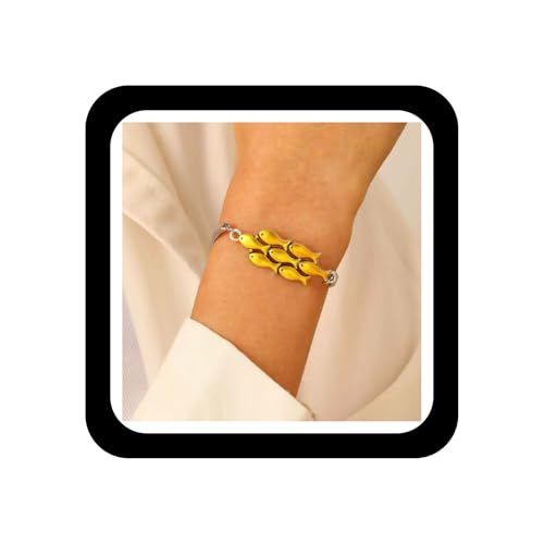 Wendalern Boho Ozean Armband Gold Fischschule Armband Kleine Fisch Charms Manschette Armband Strand Marine Armband Handschmuck Für Frauen von Wendalern