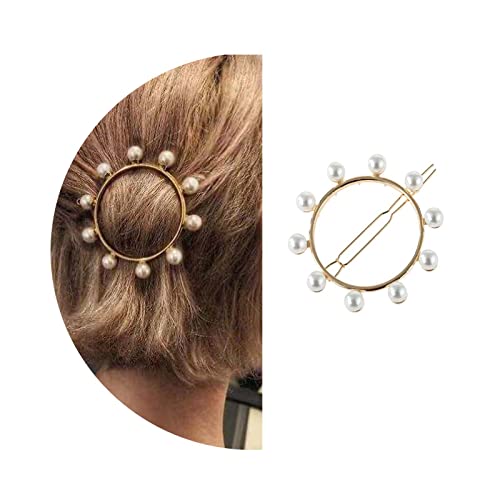 Wendalern Boho Perle Kreis Haarspange Barrette Gold Perle Haarspange Barrette Geometrische Runde Haarnadeln Barrette Vintage Kreis Dekorative Clip Haarschmuck Für Frauen Mädchen von Wendalern