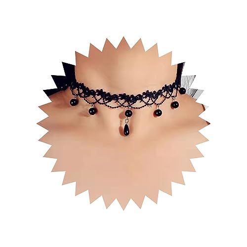 Wendalern Boho Perle Spitze Halskette Schwarz Spitze Choker Halsketten Vintage Perle Anhänger Halskette Spitze Blume Kragen Halskette Kette Schmuck Für Frauen Und Mädchen von Wendalern