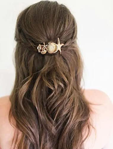 Wendalern Boho Seestern Haarspangen Muschel Seestern Haarspangen Clips Gold Muschel Haarspange Haarnadel Vintage Seestern Metall Haarspangen Zubehör für Frauen und Mädchen von Wendalern