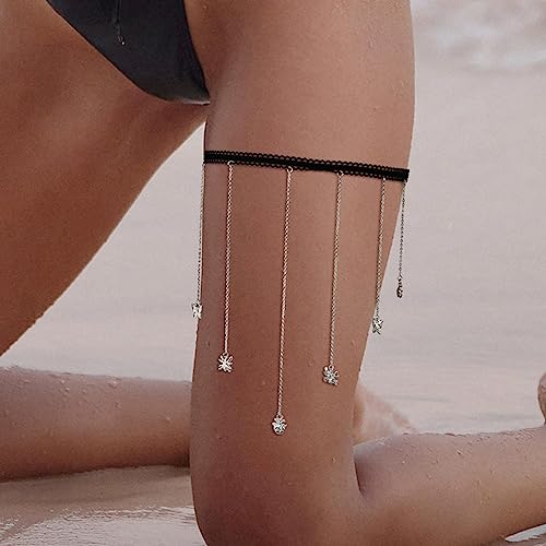 Wendalern Boho Silber Oberschenkel Kette Schmetterling Spinne Insekt Charme Bein Kette Stretch Bikini Körperkette Strand Lange Quaste Körperkette Rave Party Prom Körperschmuck Accessoire Für Frauen von Wendalern