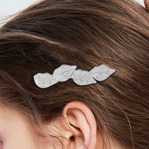 Wendalern Boho Strass Blatt Haarspange Kristall Blatt Cluster Haarnadel Barrette Silber Blätter Rutschfest Metall Geometrische Haarspangen Hochzeit Kopfstück Haarstyling Zubehör Für Frauen von Wendalern