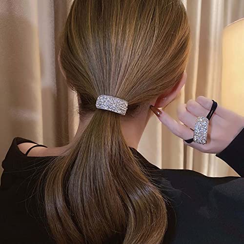 Wendalern Boho Strass Pferdeschwanzhalter Manschetten Geometrische Elastische Haargummis Gold Kristall Pferdeschwanz Haargummi Band Pferdeschwanz Haarband Ring Haarschmuck für Frauen und Mädchen von Wendalern