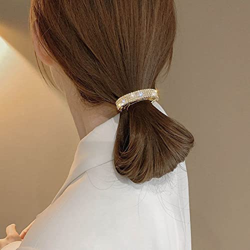 Wendalern Boho Strass Pferdeschwanzhalter Manschetten Geometrischer Haarhalter Clip Stirnband Gold Kristall Pferdeschwanz Haarband Hochzeit Pferdeschwanz Haarspange Haarschmuck für Frauen Mädchen von Wendalern