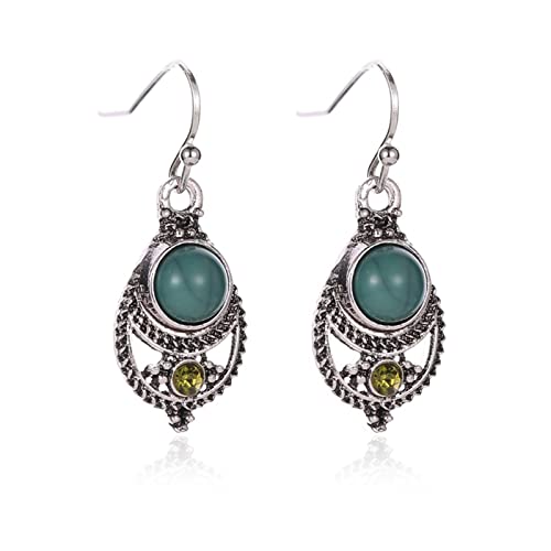 Wendalern Boho Turquoise Tribal Earrings Vintage Rhinestone Dangle Drop Earrings Hollow Carved Flower Ohrringe Silber Hypoallergene Ohrringe Schmuck Für Frauen Und Jugendliche Mädchen von Wendalern